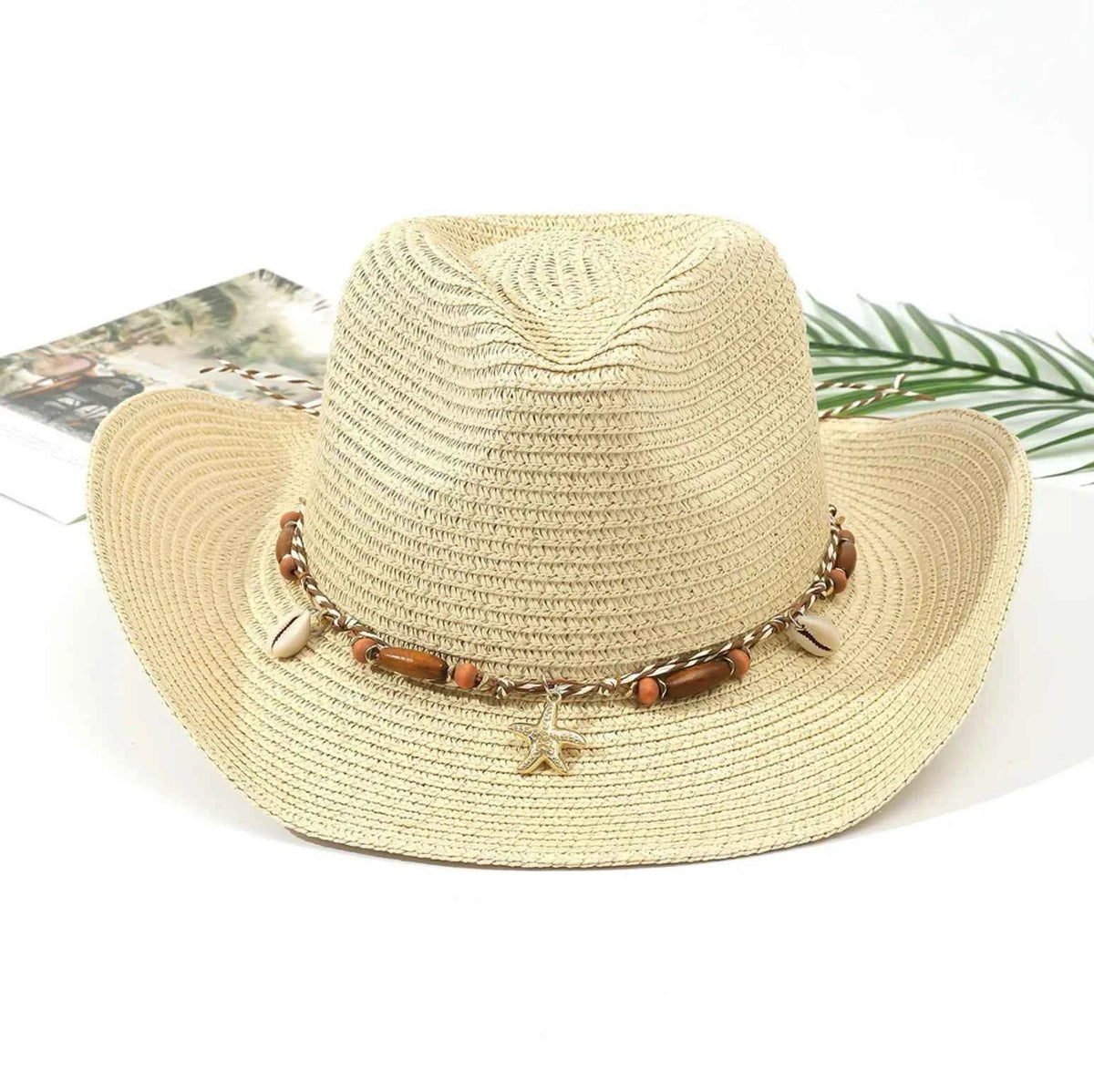Shell Trim Straw Cowboy Hat