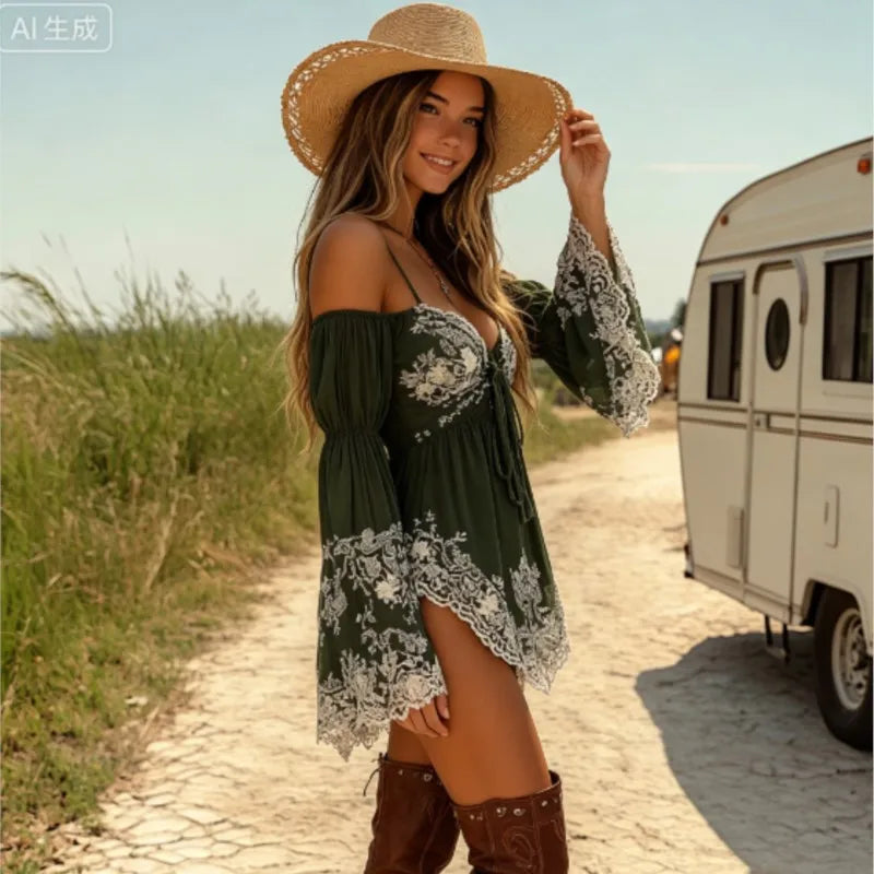 Off-the-Shoulder Babydoll Mini Dress