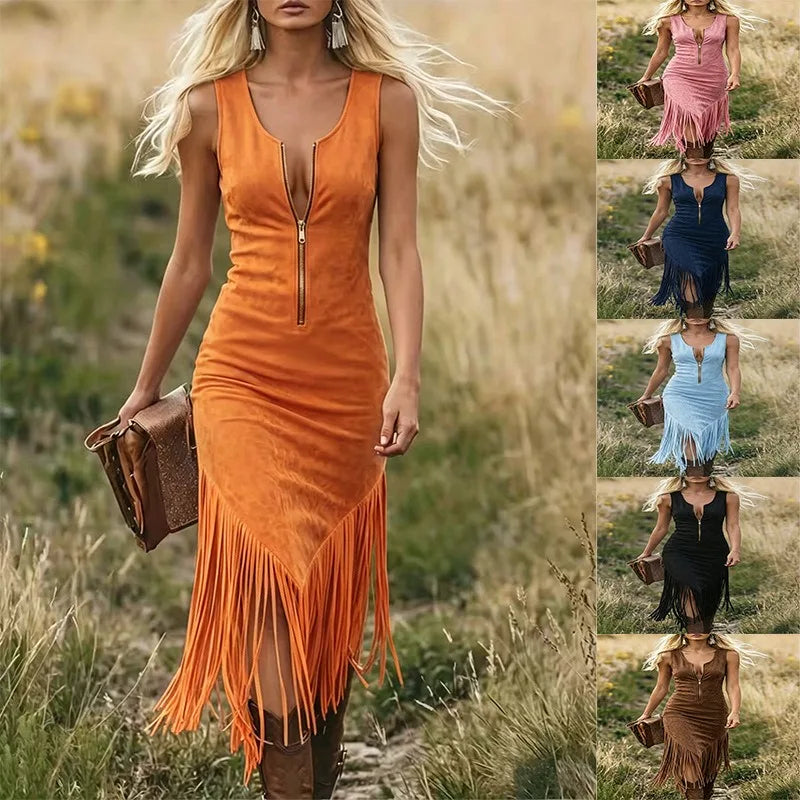 Fringed Western Midi Dress