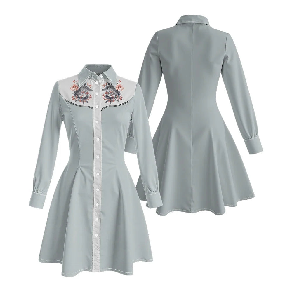 Western Fit-And-Flare Shirt Dress