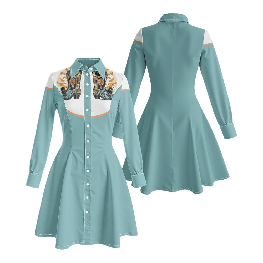 Western Fit-And-Flare Shirt Dress