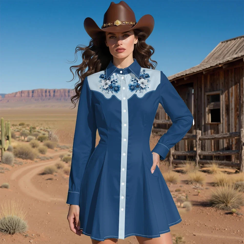 Western Fit-And-Flare Shirt Dress