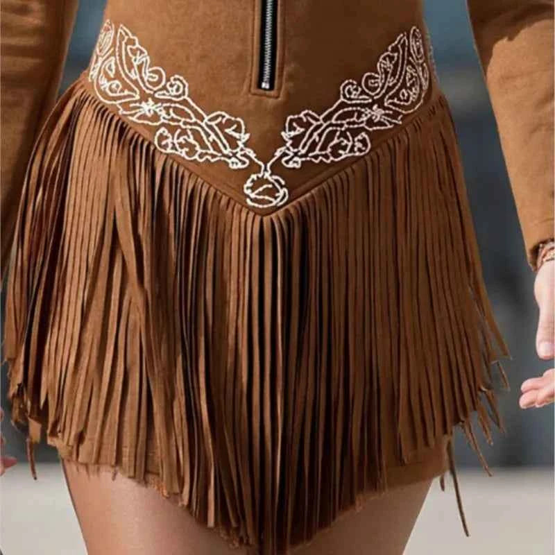 Caramel Tassel Zip Dress
