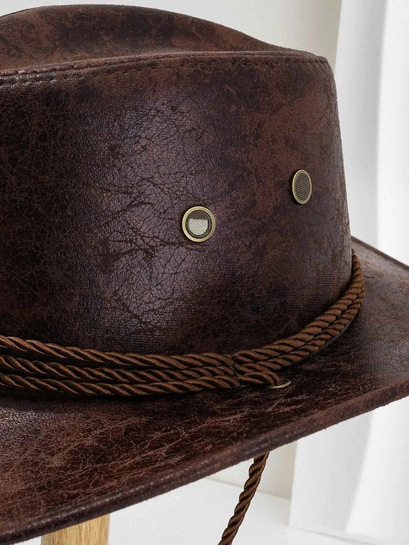 Faux Leather Western Cowboy Hat