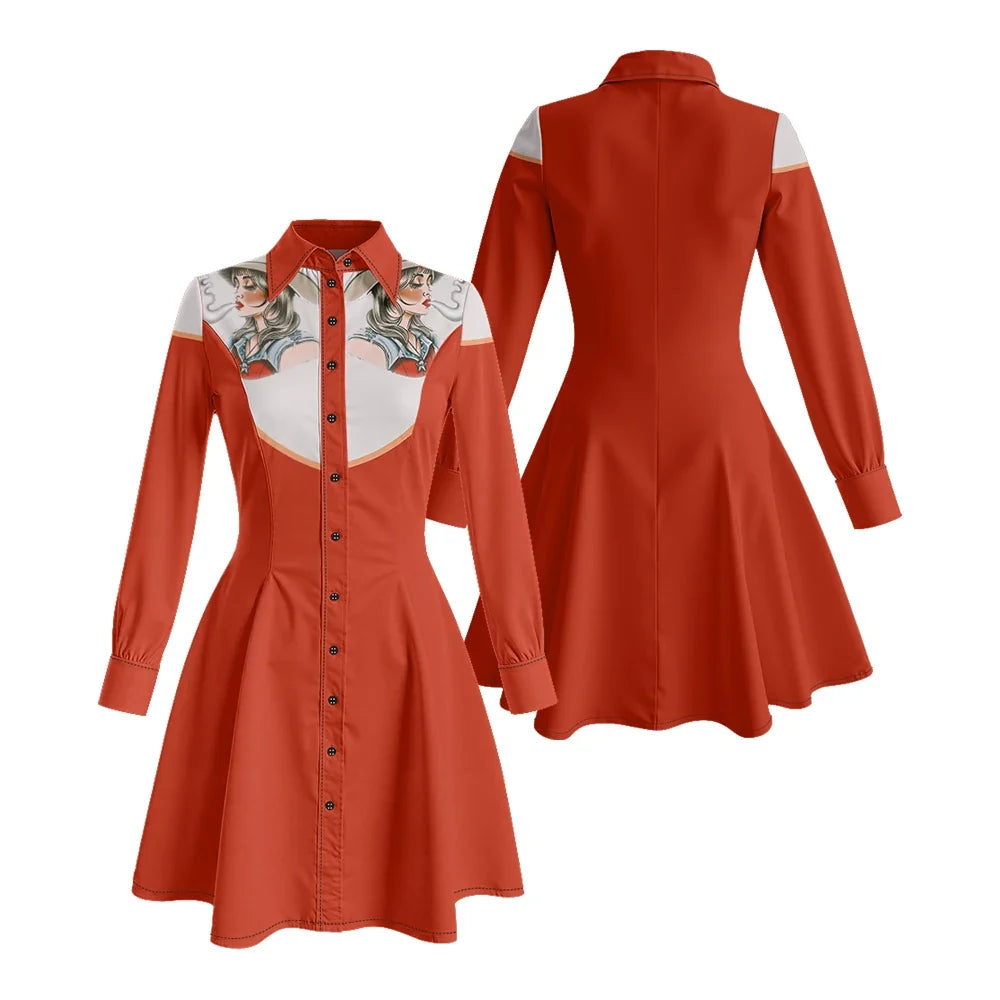 Western Fit-And-Flare Shirt Dress