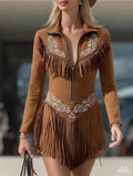 Caramel Tassel Zip Dress