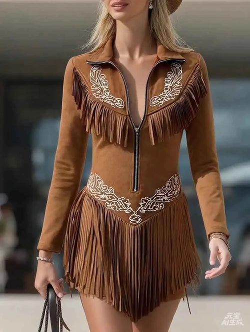 Western Fringe Mini Dress