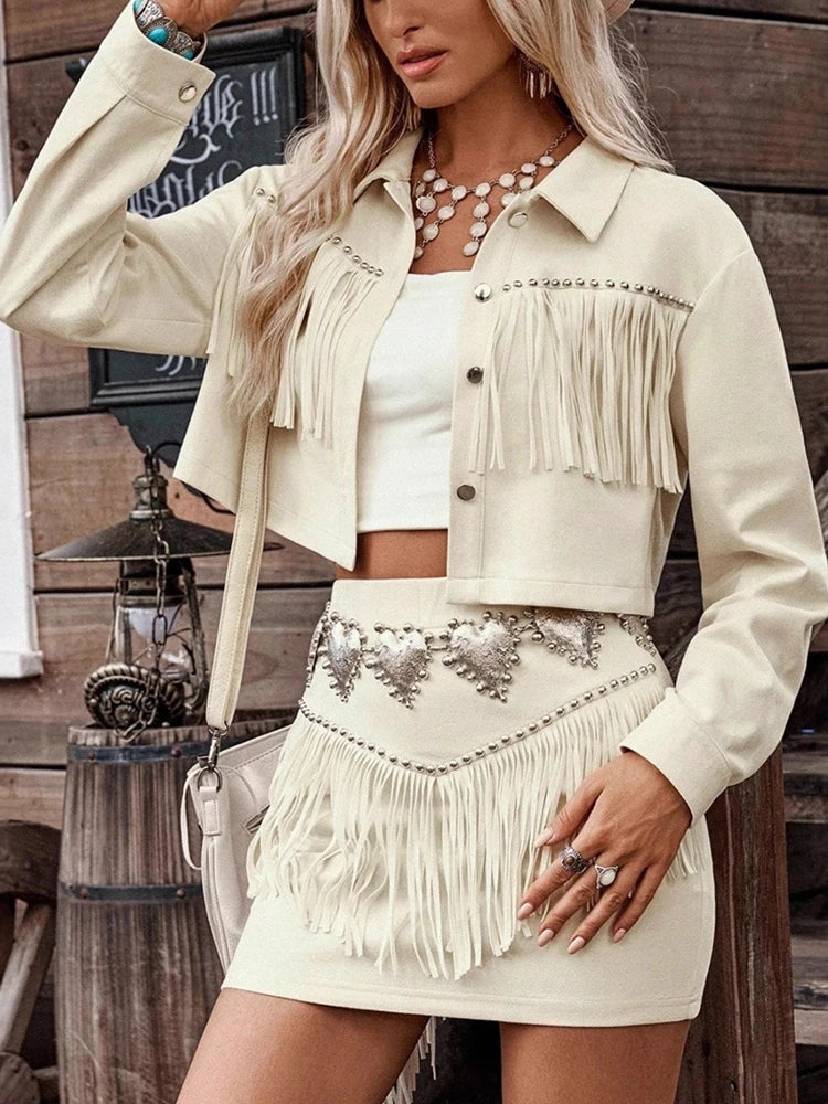 Fringe Western Skirt Set
