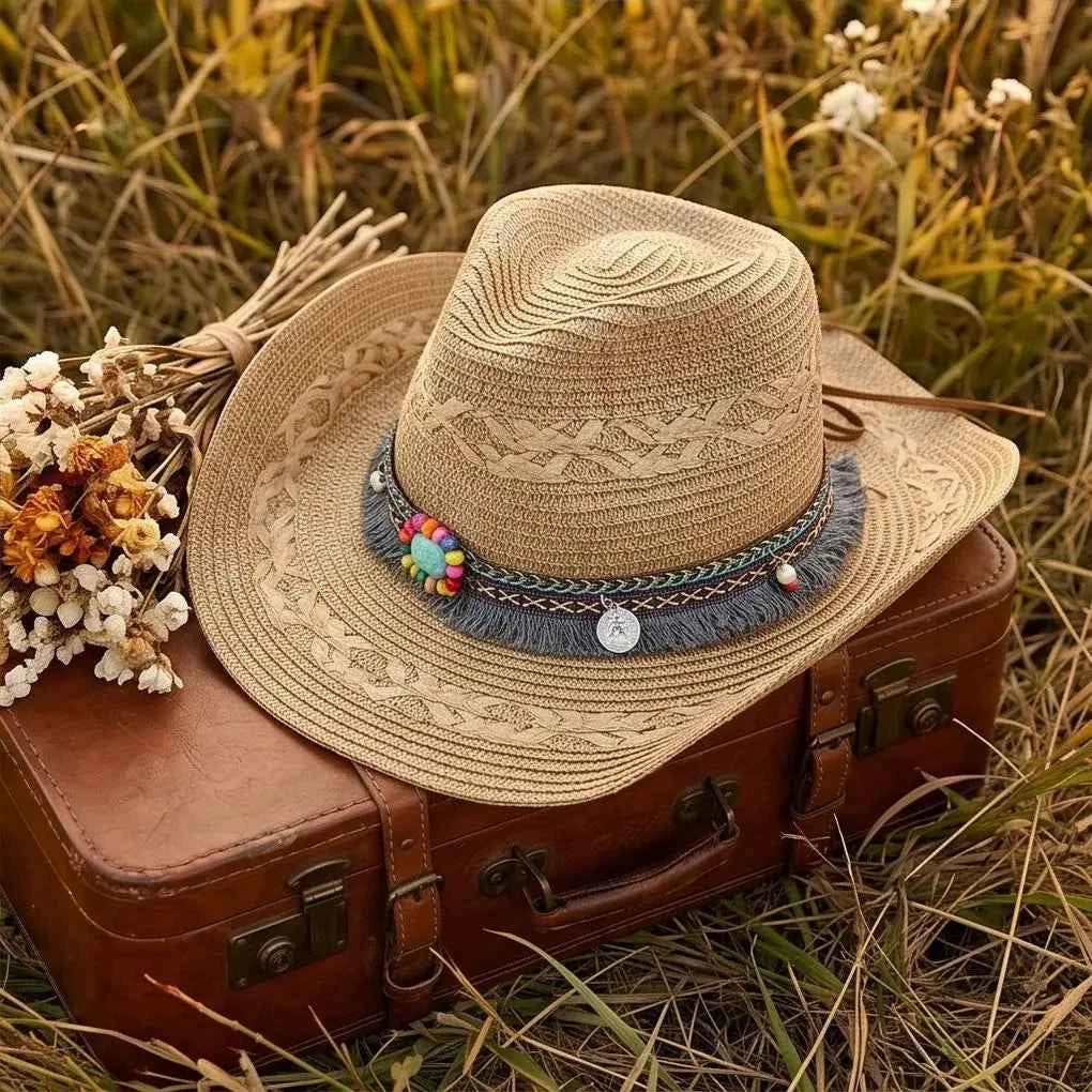 Woven Wide Brim Cowboy Hat