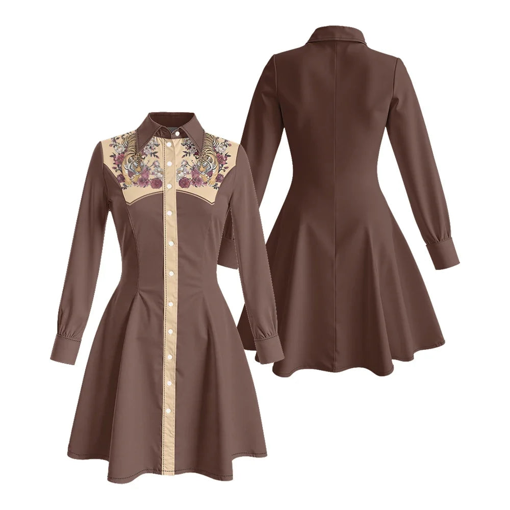 Western Fit-And-Flare Shirt Dress