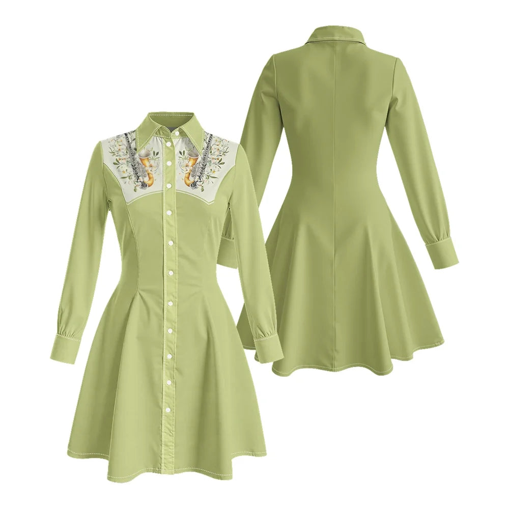 Western Fit-And-Flare Shirt Dress
