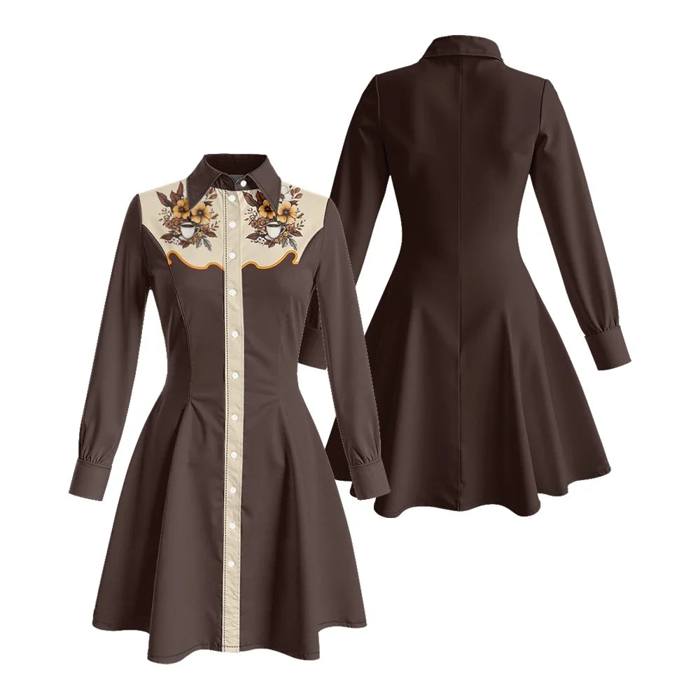 Western Fit-And-Flare Shirt Dress