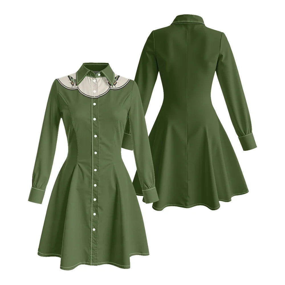 Western Fit-And-Flare Shirt Dress