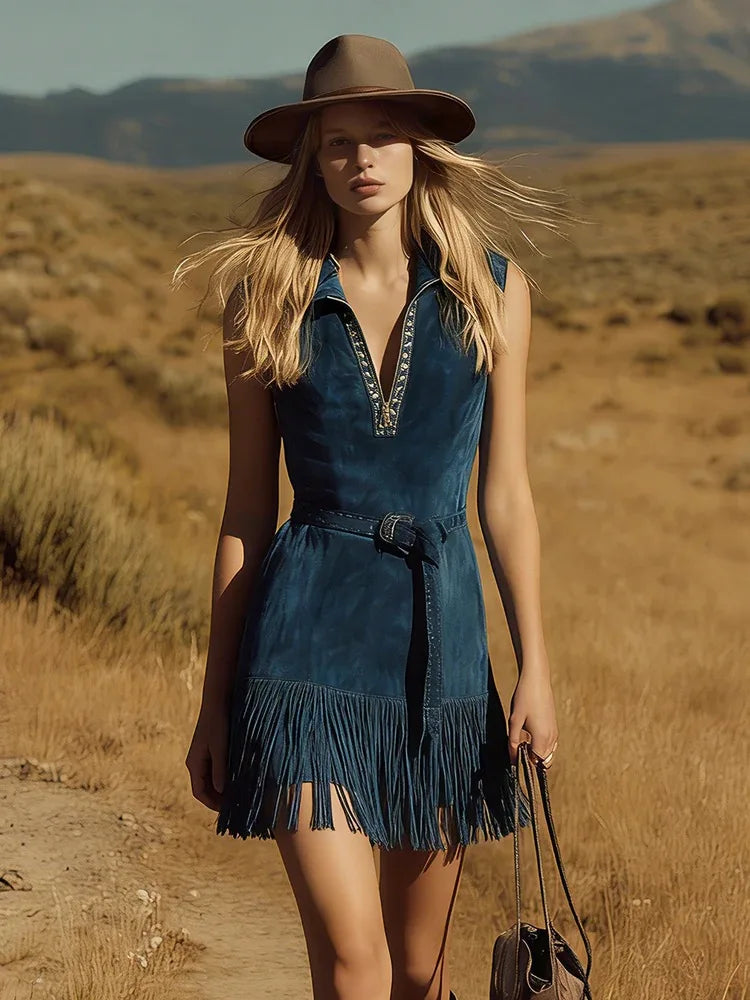 Western Fringe Mini Dress