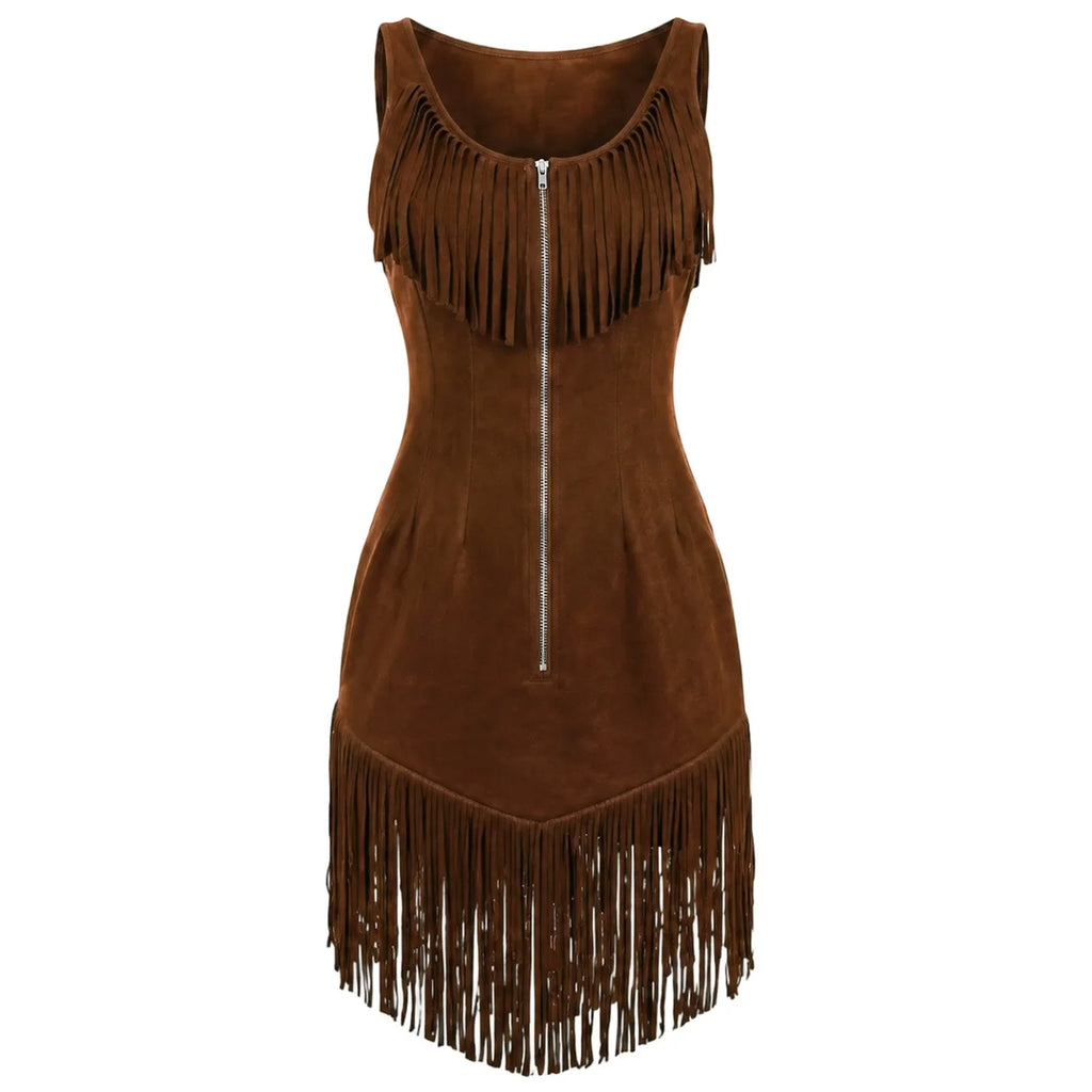 Western Fringe Bodycon Mini Dress