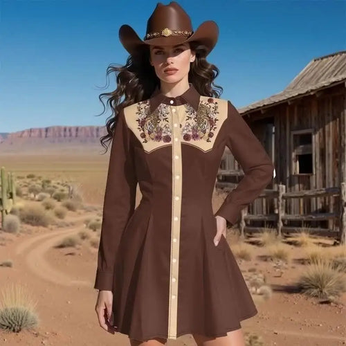 Western Fit-And-Flare Shirt Dress