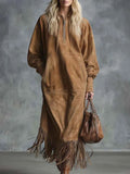 Western-Inspired Suede Tassel Dress
