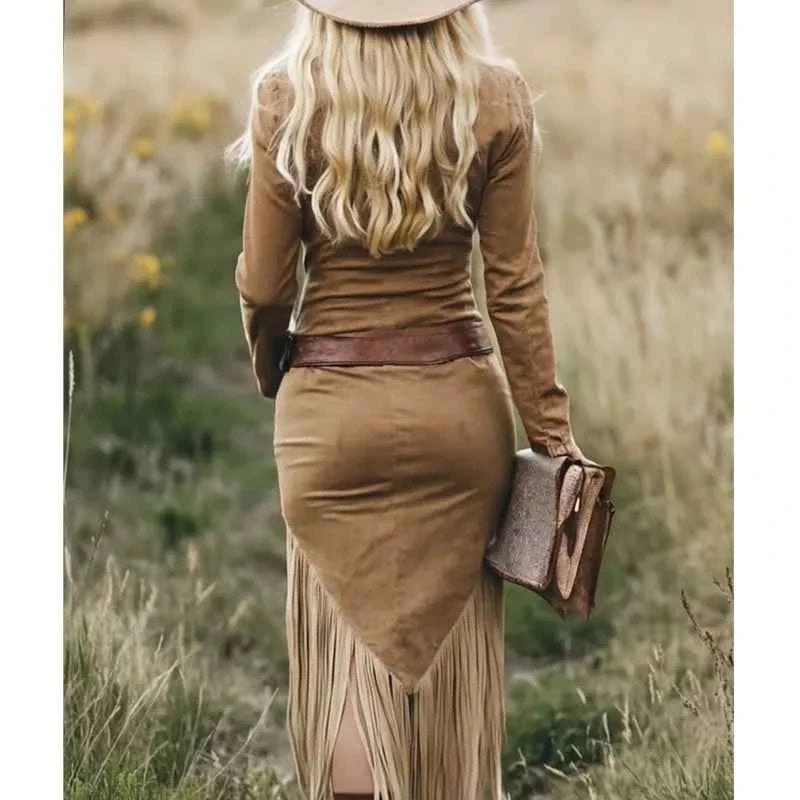 Western-Inspired Tassel Maxi Dress