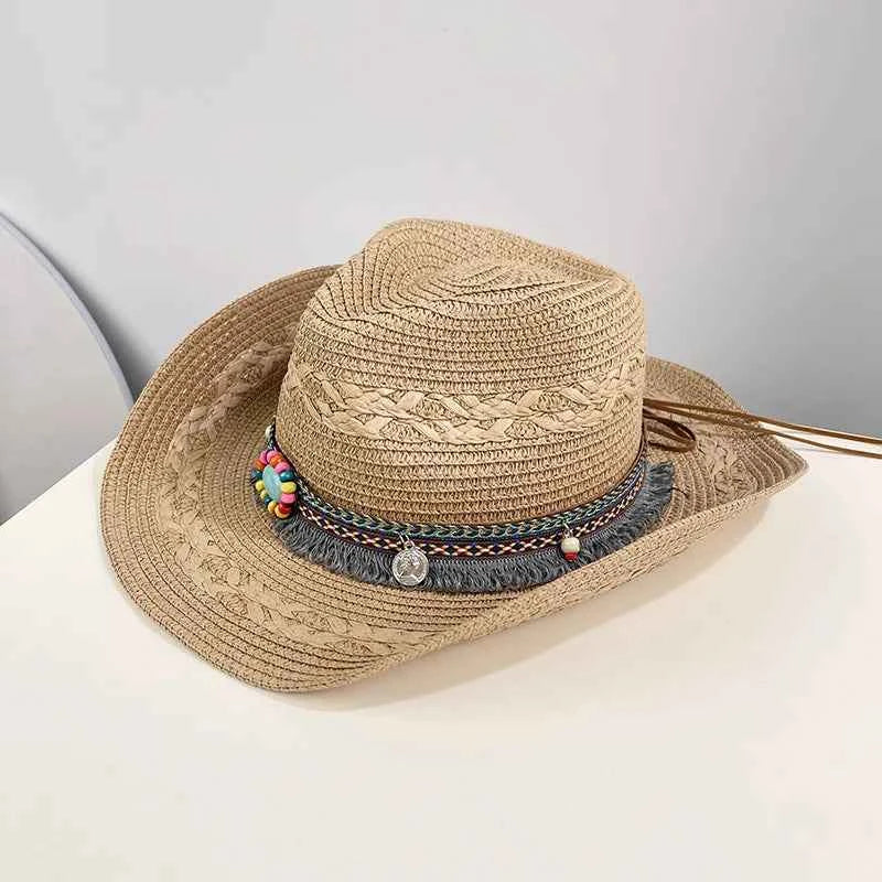 Woven Wide Brim Cowboy Hat