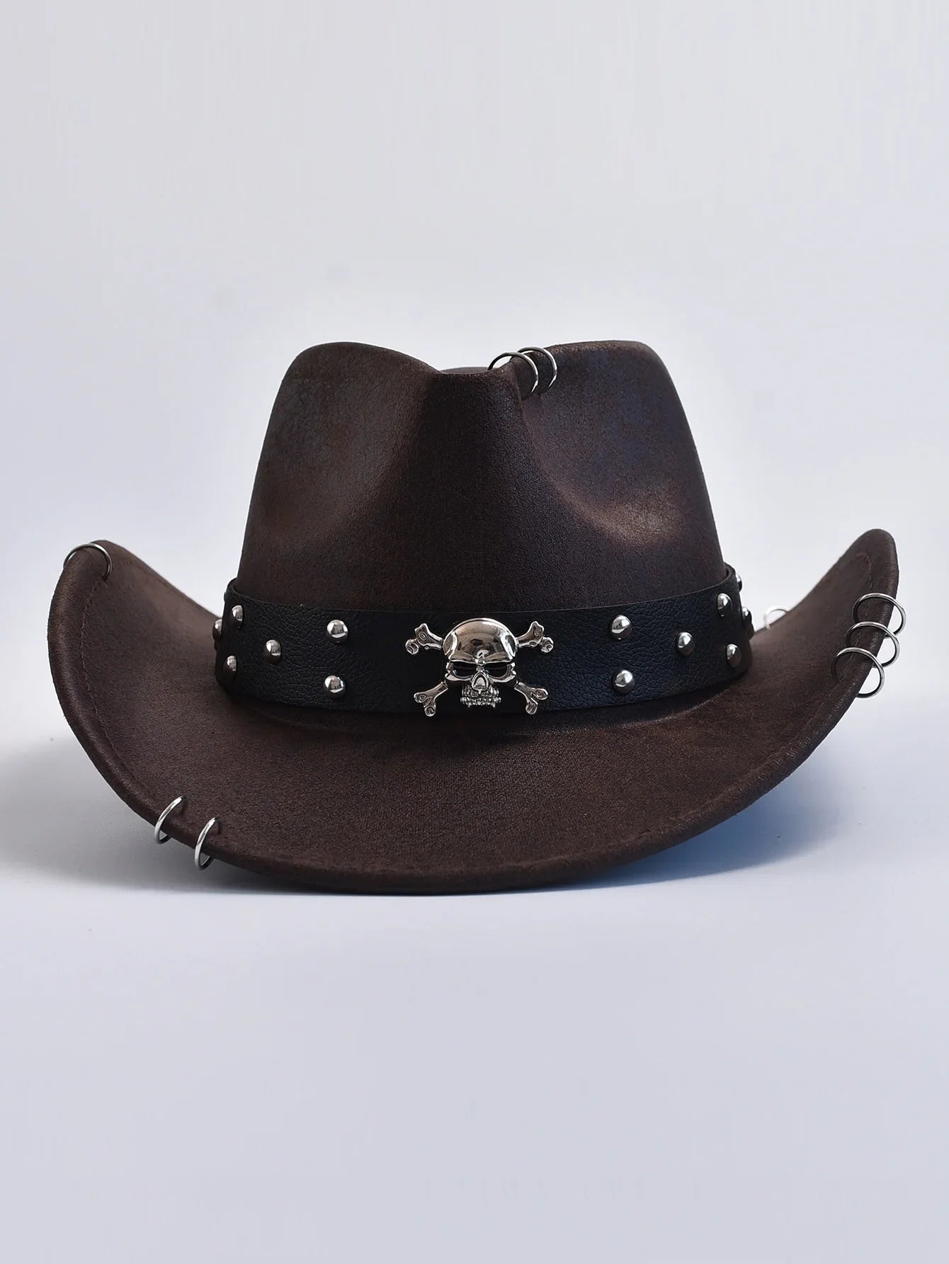 Studded Faux Leather Cowboy Hat