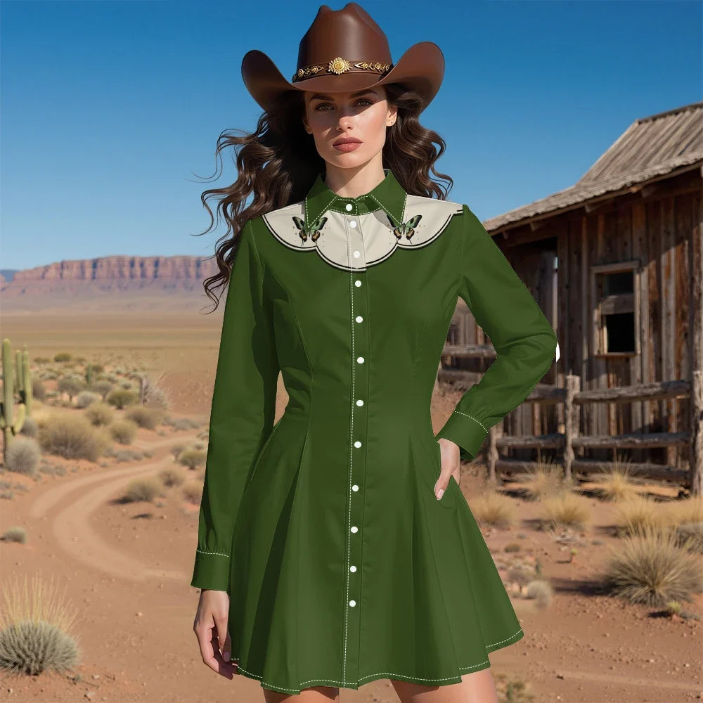 Western Fit-And-Flare Shirt Dress