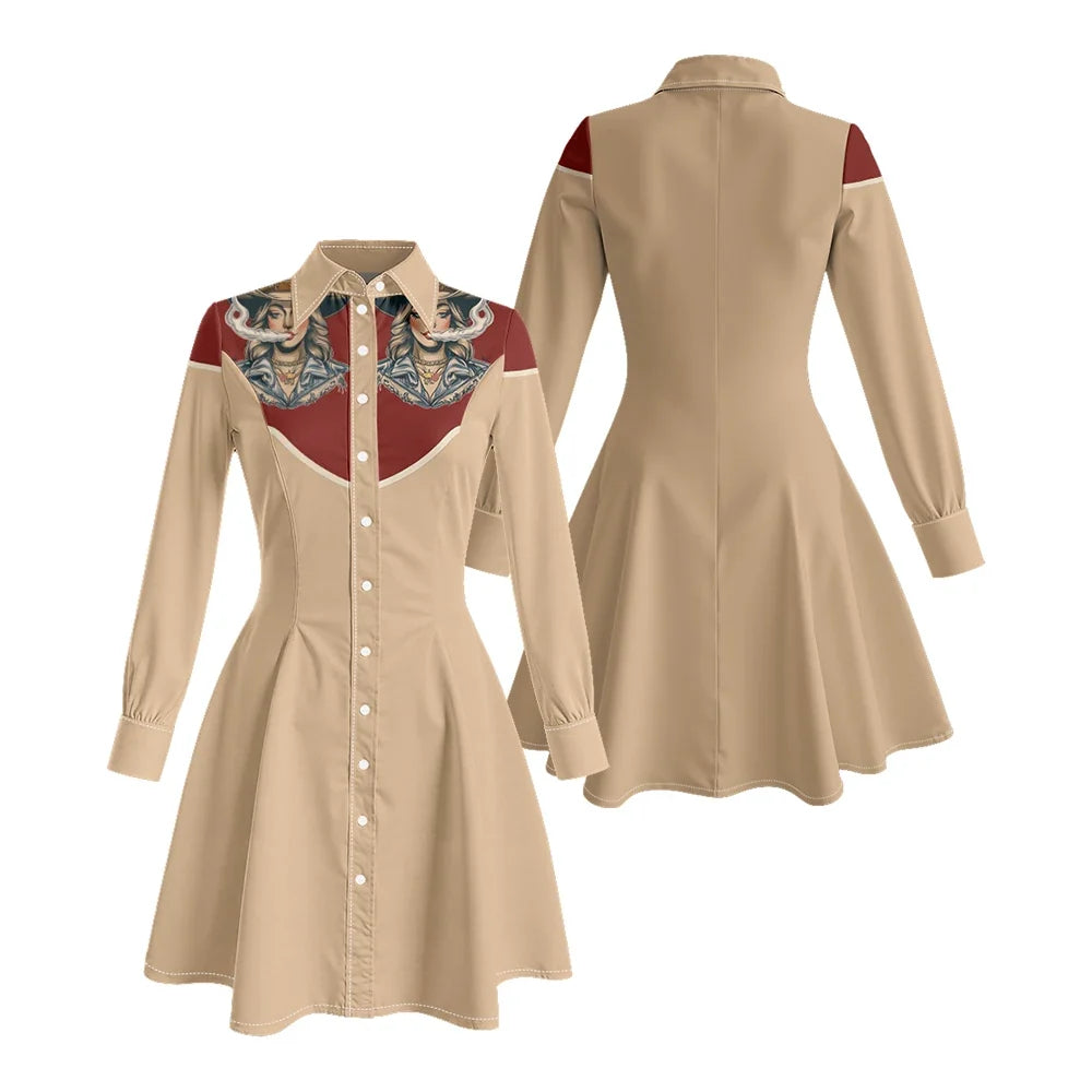 Western Fit-And-Flare Shirt Dress