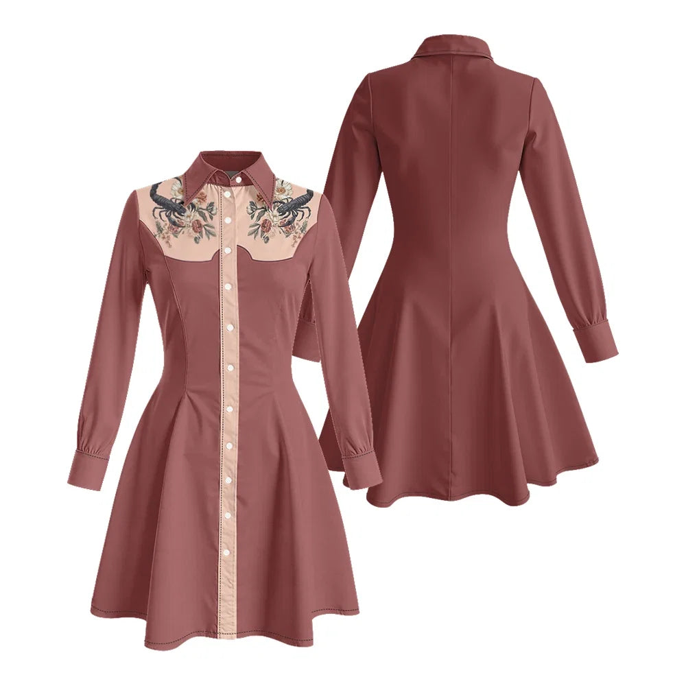 Western Fit-And-Flare Shirt Dress