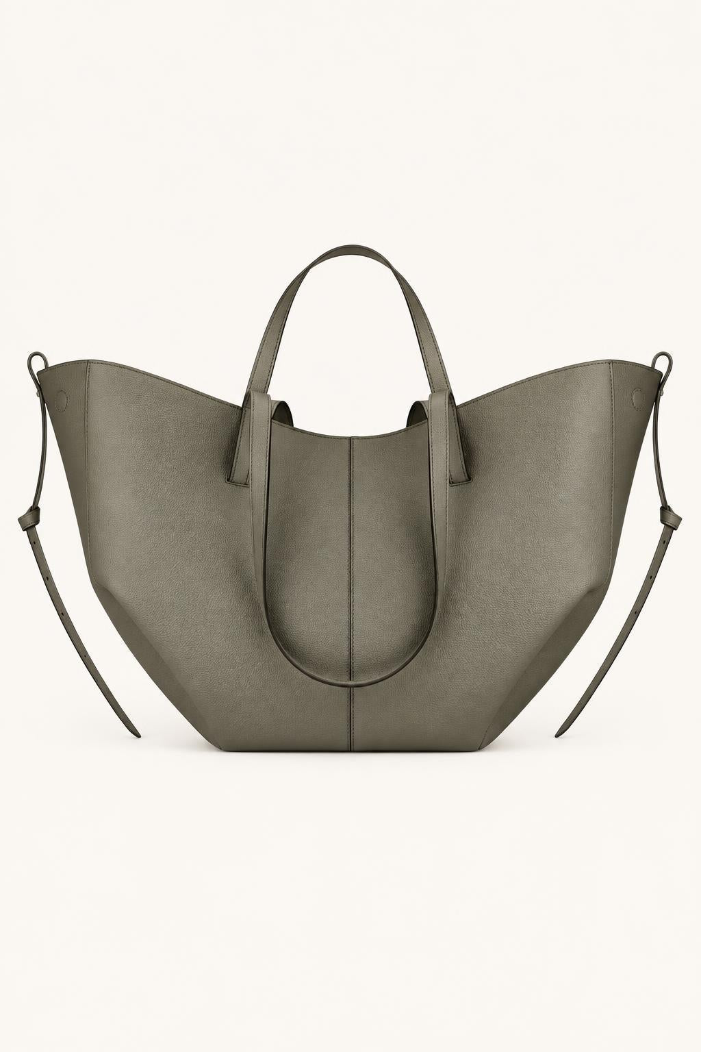 Women's Leather Soft-Structured Tote Bag — Olive Gray - Large