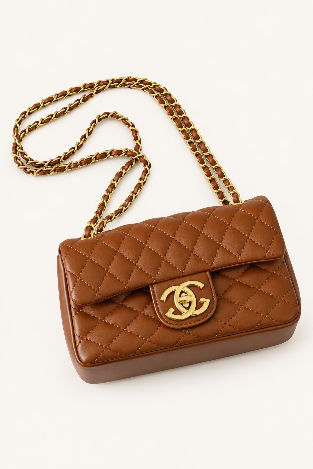 Women's The Quilted Chain Flap Crossbody Bag — Brown
