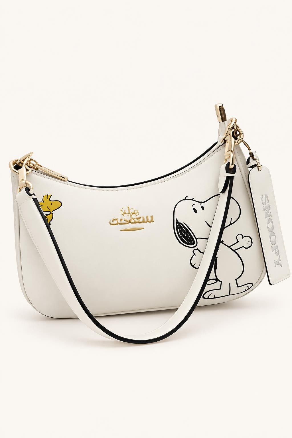 Textured & Character Shoulder Bags — White Character Print