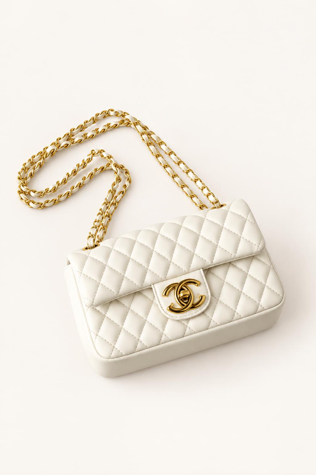 Women's The Quilted Chain Flap Crossbody Bag — White
