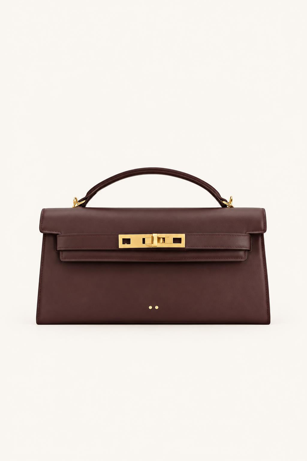 Narrow Structured Top-Handle Bags — Burgundy Top Handle