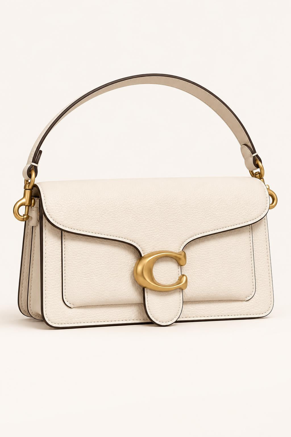 Textured Flap Shoulder & Crossbody Bag — White 26*7.5*15