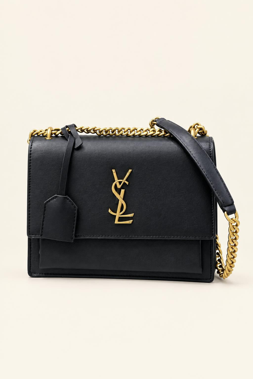 Structured Chain-Strap Shoulder Bag — Collection 1 — Black / Gold Hardware