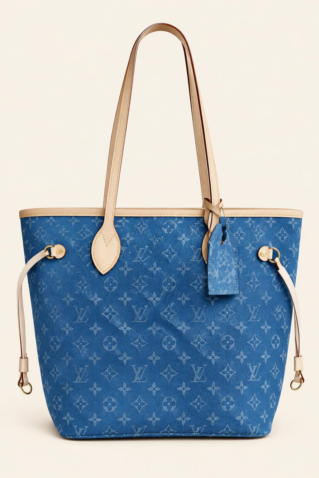 Open Tote Bags — Blue Monogram Tote