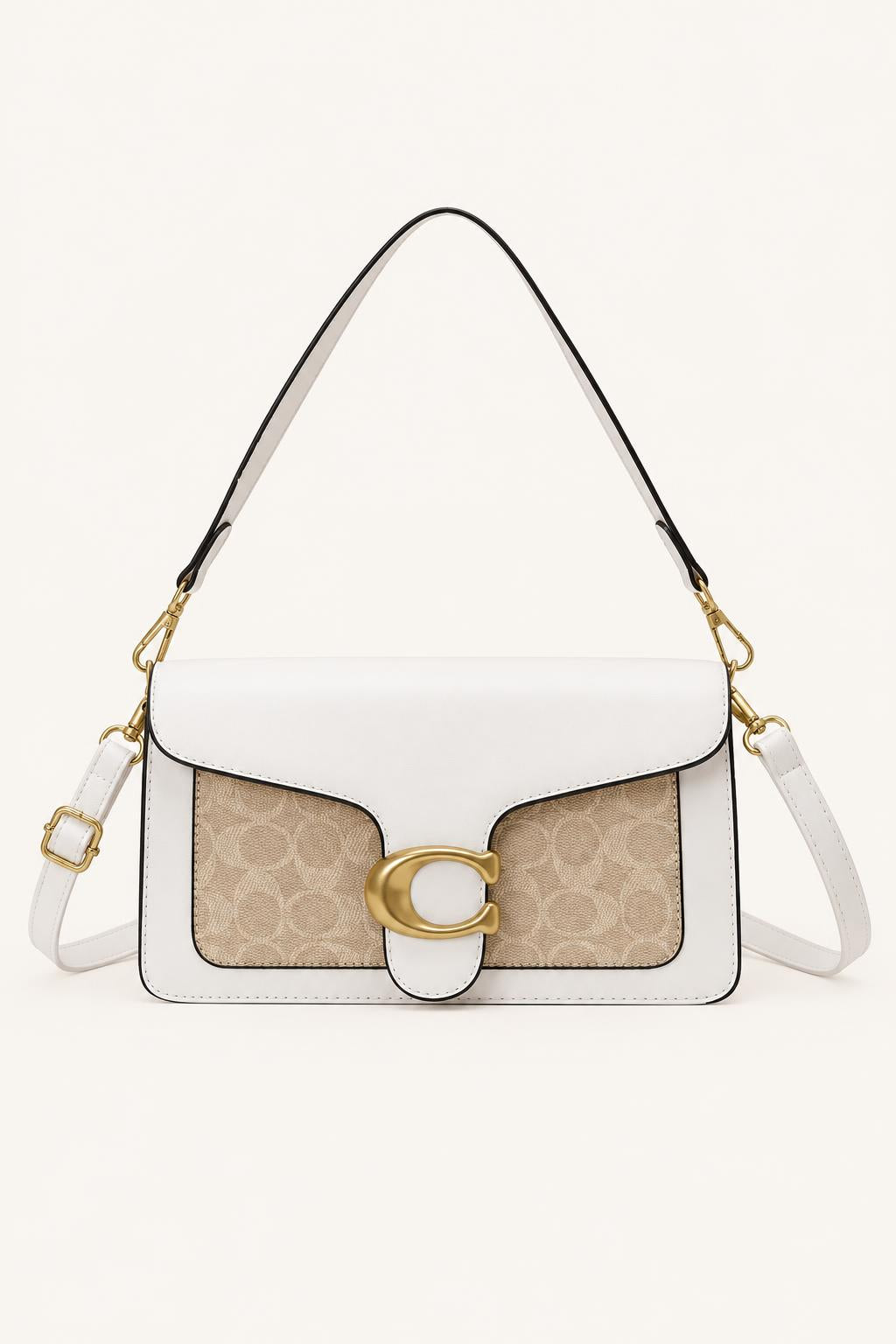Patterned Flap Shoulder & Crossbody Bag — White