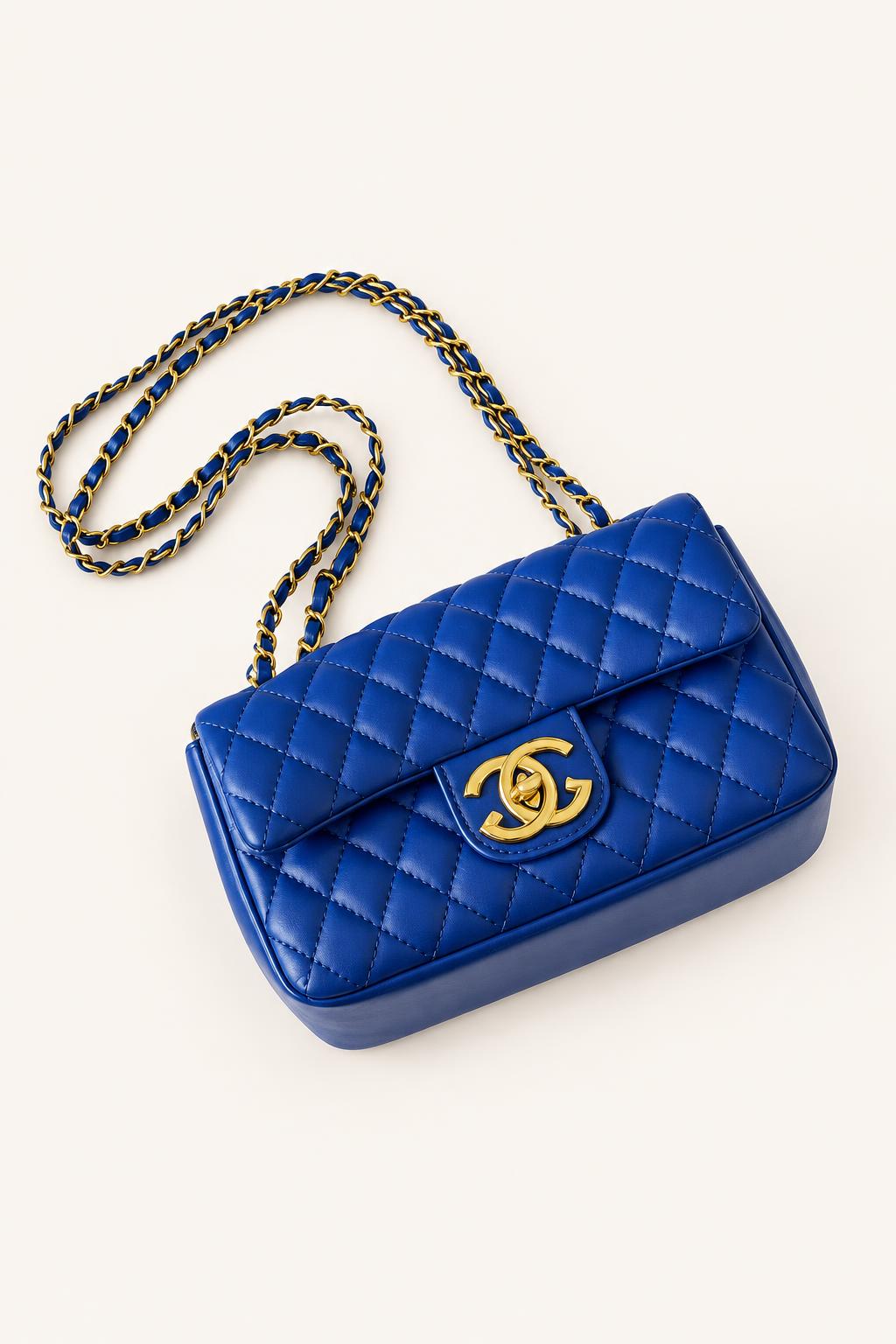Women's The Quilted Chain Flap Crossbody Bag — Blue