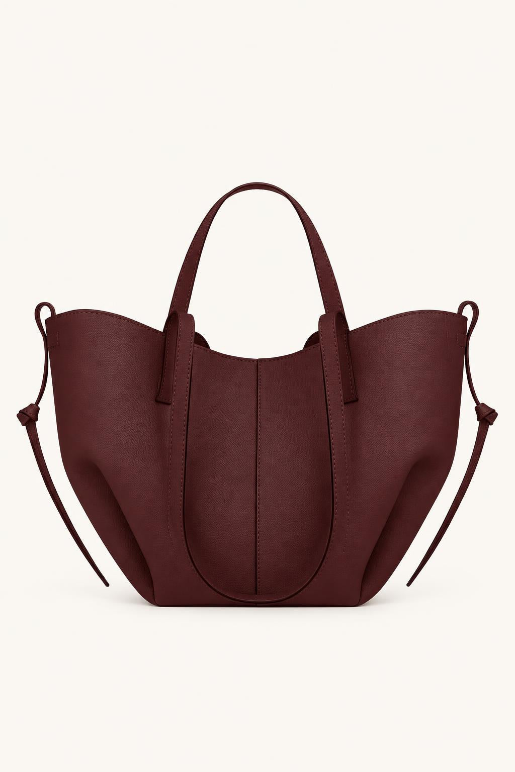 Women's Leather Soft-Structured Tote Bag — Burgundy - Mini