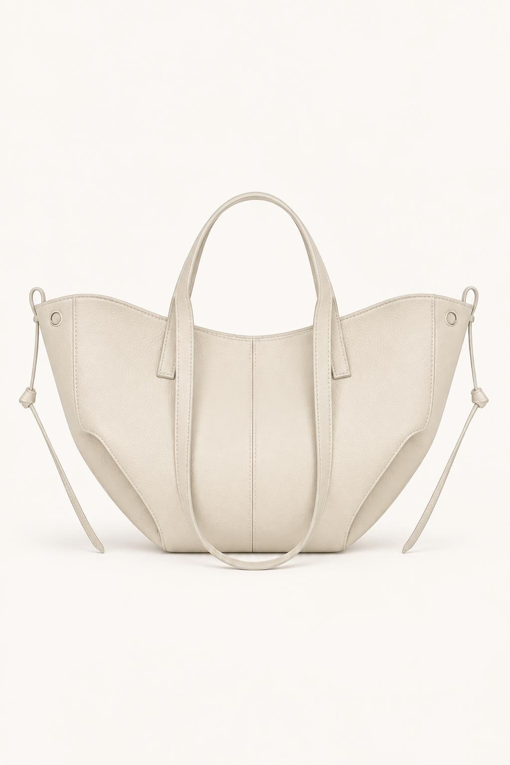 Women's Leather Soft-Structured Tote Bag — Cream - Mini