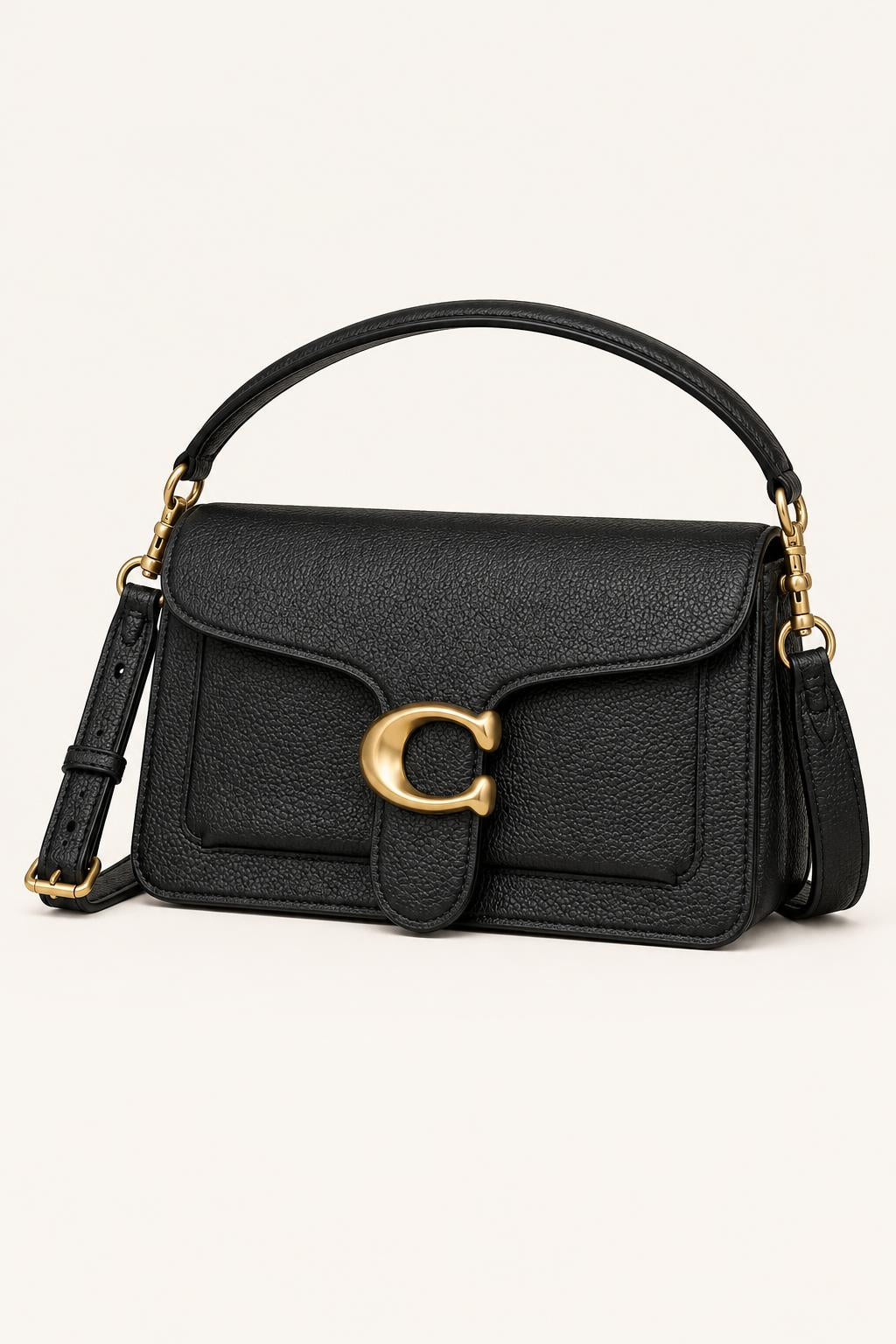 Textured Flap Shoulder & Crossbody Bag — Black 26*7.5*15