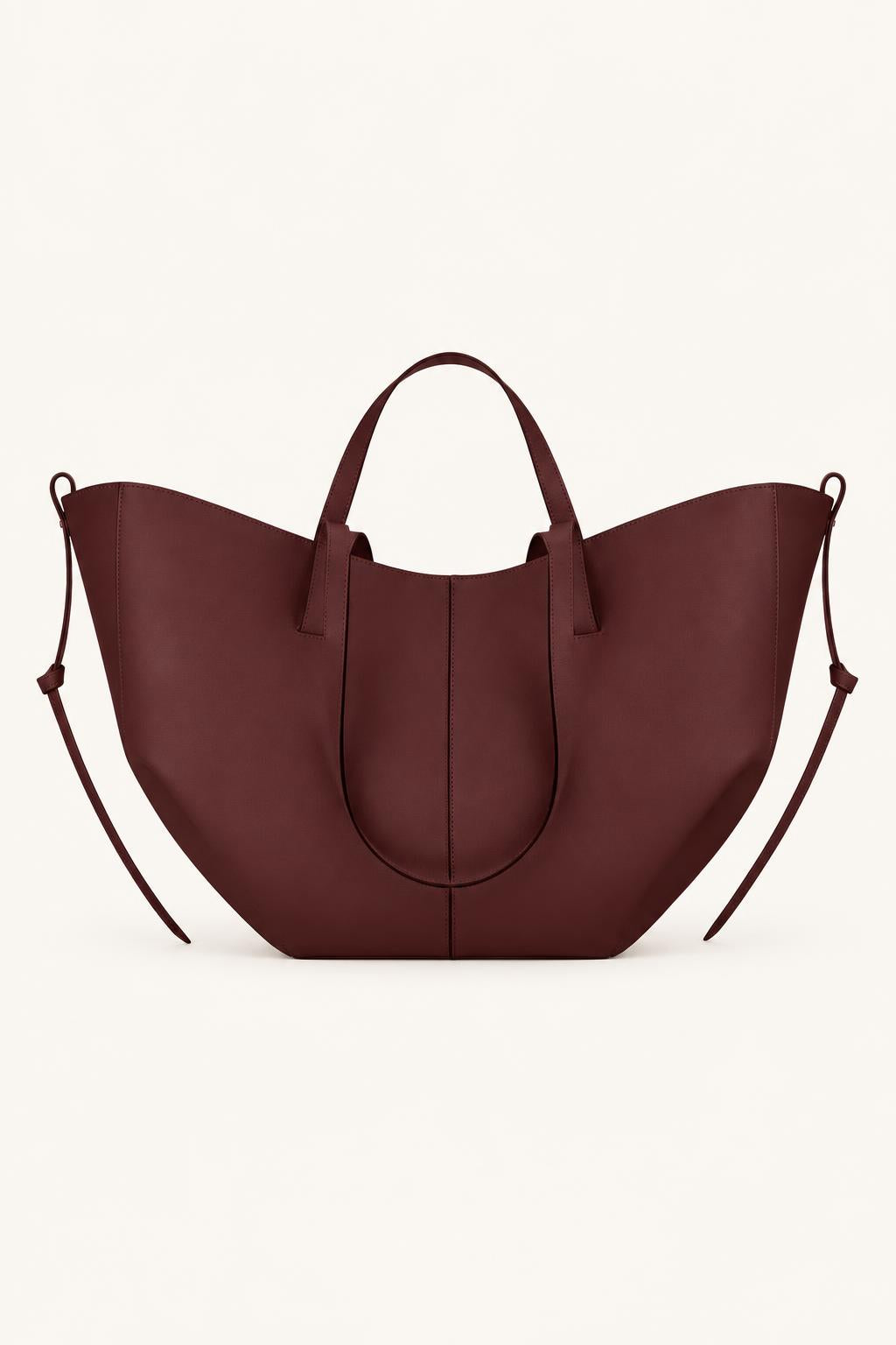 Women's Leather Soft-Structured Tote Bag — Burgundy - Large