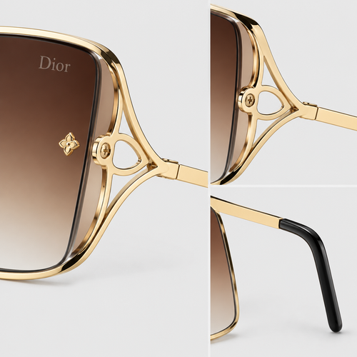 Unisex Square Metal Gradient Sunglasses