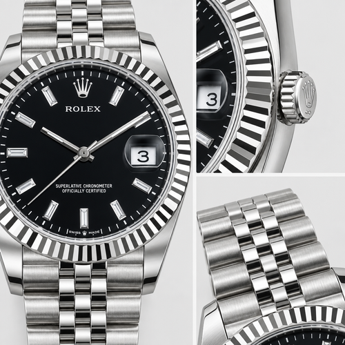 Fluted-Bezel Textured Dial Watch