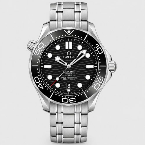 Wave-Pattern Round Bezel Watch