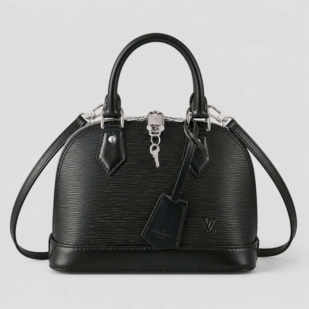Black Ribbed Dome Handbag — front 1 — Black