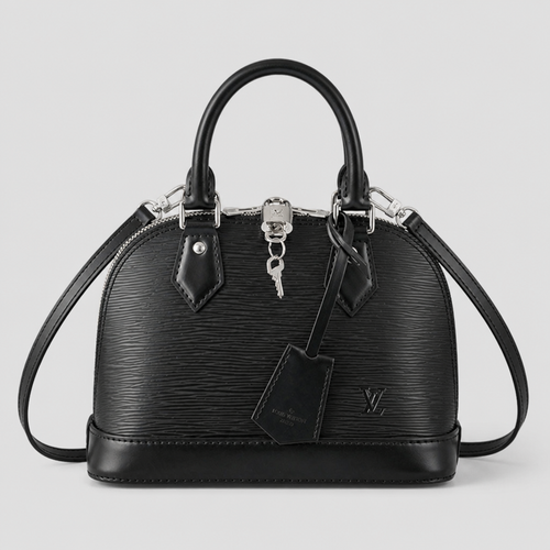 Black Ribbed Dome Handbag — front 1 — Black