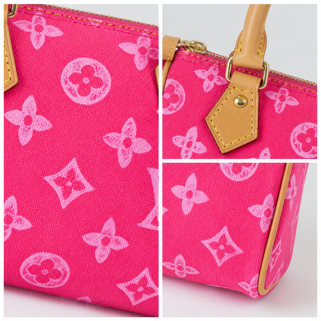 Mini Box Monogram Handbag — detail collage — Magenta Monogram