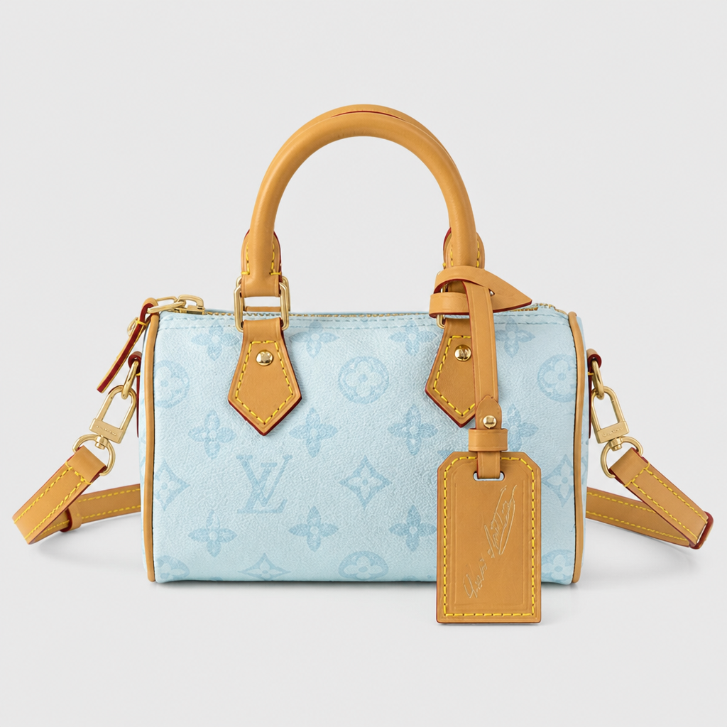Mini Box Monogram Handbag — front 3 — Light Blue Monogram — Ref 94