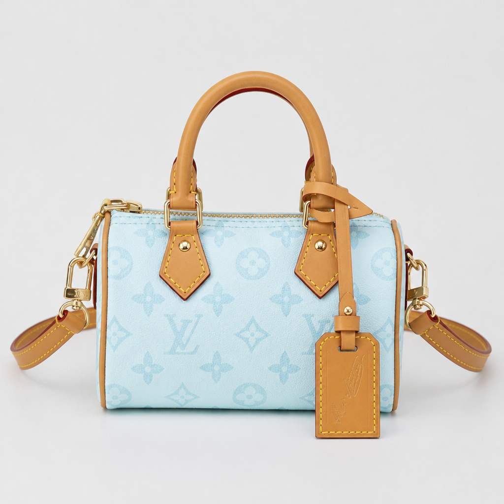Mini Box Monogram Handbag — front 5 — Light Blue Monogram — Ref 168