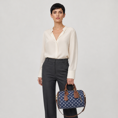 Colorful Monogram Angular Satchel